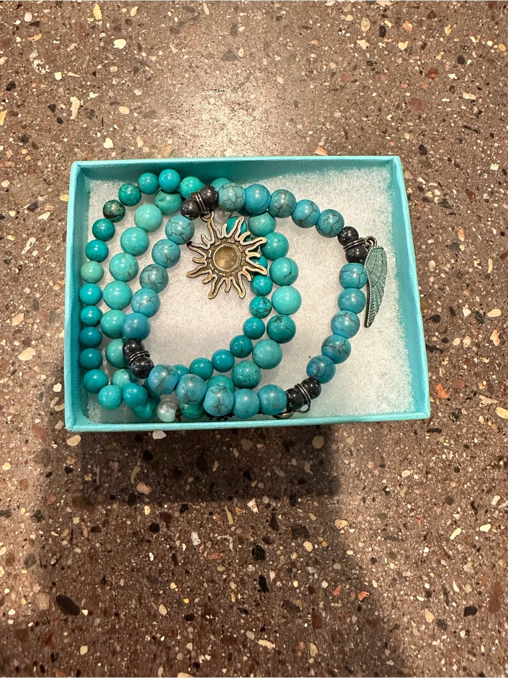 Turquoise color Beaded Sun Charm Wrap Bracelet - Women Jewelry